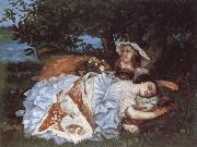 Gustave Courbet Young Ladies on the Bank of the Seine oil painting on canvas